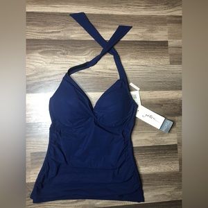 Profile by gottex tankini top NAVY BLUE Womens Size 6 NWT